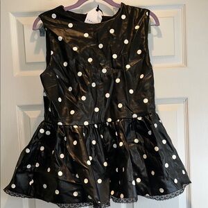 English Factory Black and White Polka Dot Peplum Top